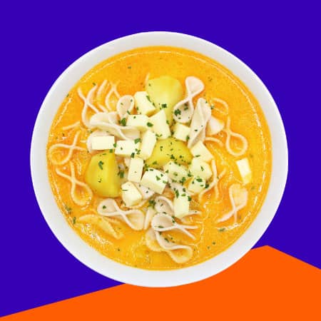 Sopa de fideos con queso